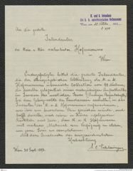 k.k. naturhistorisches Hofmuseum, Intendanzakten 1885-1896 (Hauer), Aktenzahl Z.498/1893, Seite 1